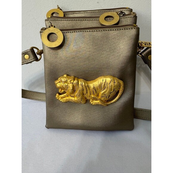 NIMA DARK GOLD MESH GOLDEN TIGER CROSSBODY MIRAGE SEIGFRIED & ROY 1990's - Picture 2 of 9